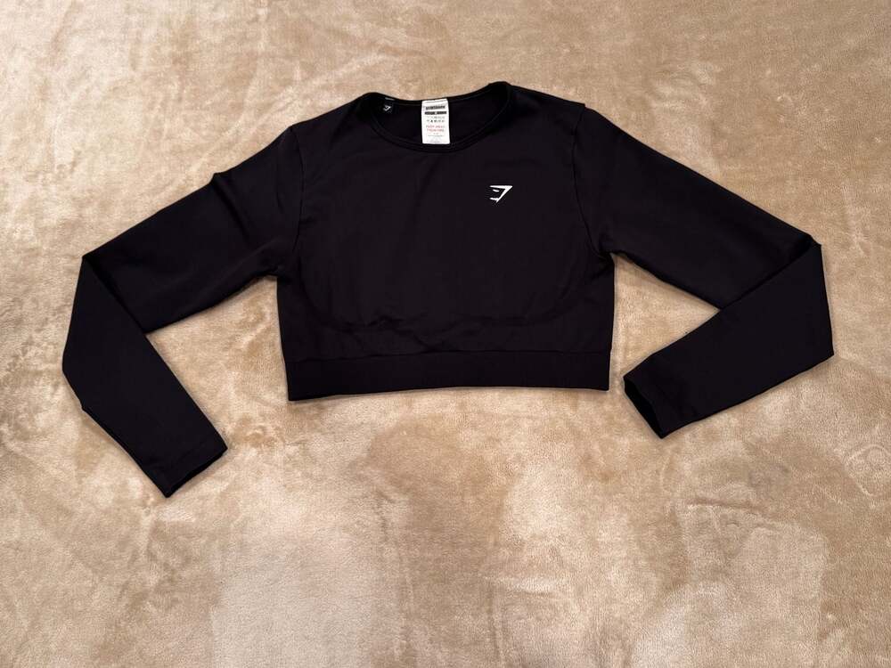 Gymshark Vital Seamless 2.0 Long Sleeve Crop Top Black Size M